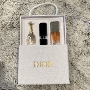 Dior perfume, lipstick and serum